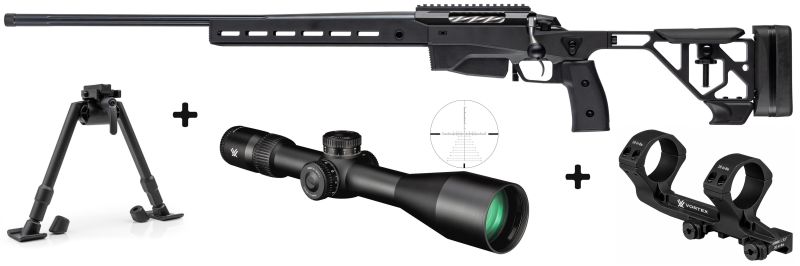 TIKKA T3x ACE GAME Black Steel GAUCHER 24.3" cal.308 Win "Pack VORTEX VENOM 5-25x56 FFR -  bipied Optipod"