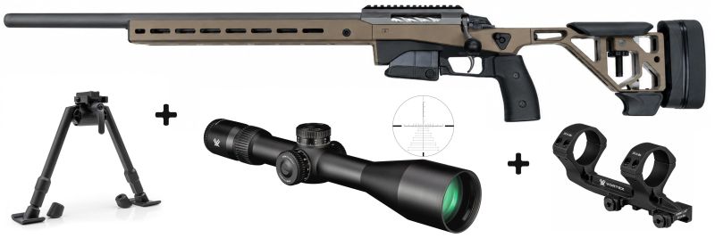 TIKKA T3X ACE TARGET Cerakote Steel GAUCHER 23.7" cal.308 Win "Pack VORTEX VENOM 5-25x56 FFR - bipied Optipod"