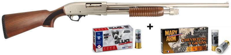 Fusil à pompe BLACKSTORM FIREARMS Tactical Marine Chromé cal.12/76 'Pack Home Defense"