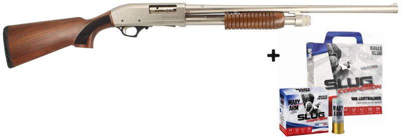 Fusil à pompe BLACKSTORM FIREARMS Tactical Marine Chromé cal.12/76 'Pack Slug"