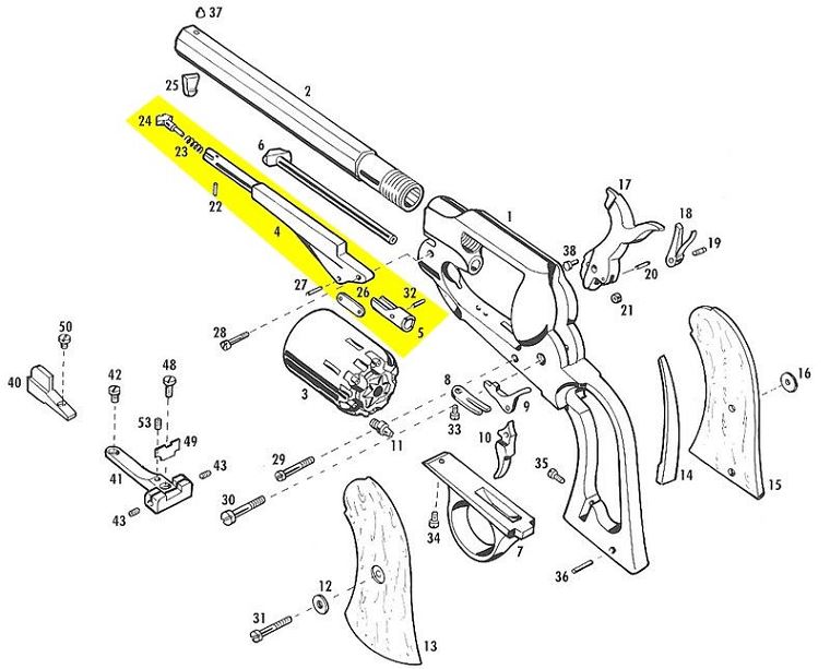 Levier de chargement complet PIETTA Remington cal.44 Bronzé