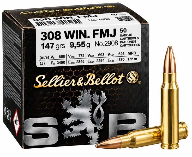 SELLIER & BELLOT cal.308 Win FMJ 147 grains - 9.55 grammes /50
