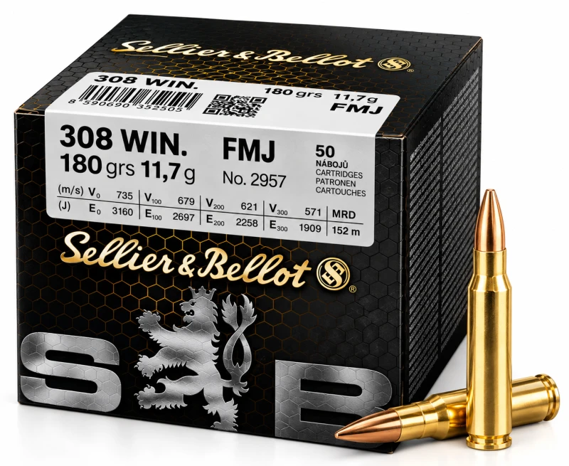 SELLIER & BELLOT cal.308 Win FMJ 180 grains - 11.7 grammes /50