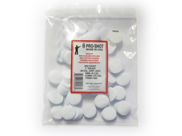 Patch de nettoyage PRO-SHOT pour l'entretien des armes cal.22 Lr - 6mm - 6.5mm (sachet de 600)