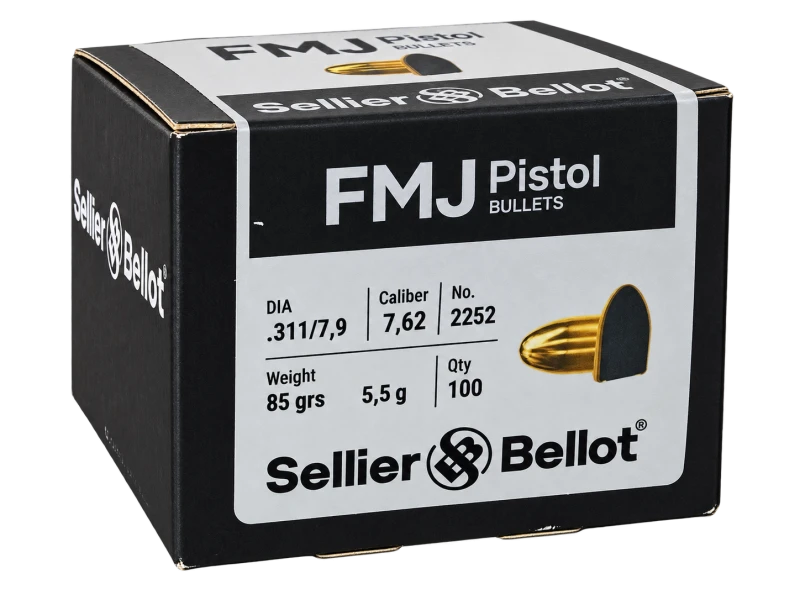 Ogives 2252 SELLIER BELLOT cal.7,62x25 Tokarev FMJ 85gr /100
