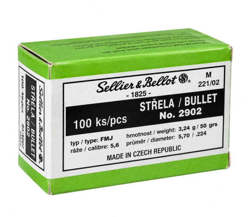 Ogives 2902 SELLIER BELLOT cal.222-223 Rem FMJ 50gr /100