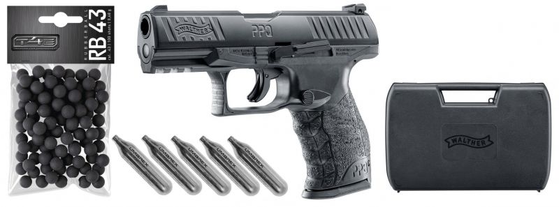 Pistolet T4E WALTHER PPQ M2 Black cal.43 "Pack défense"