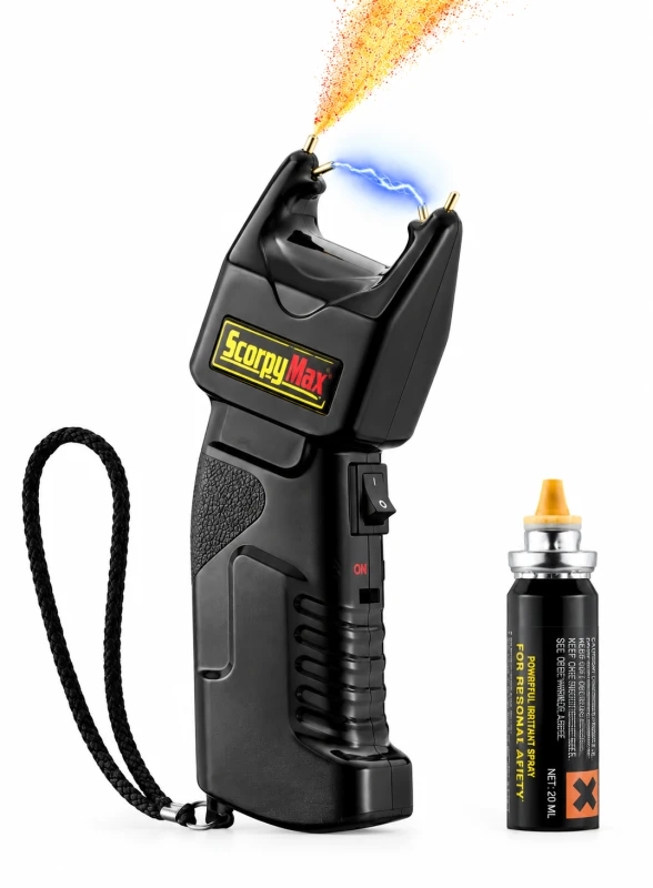 Poing shocker électrique ESP SCORPY MAX 500 000 Volts avec bombe lacrymogène au piment OC
