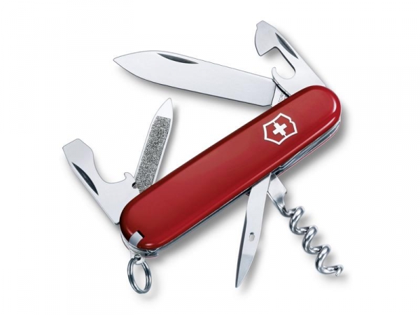 VICTORINOX SPORTSMAN ROUGE  - Couteau poche polyvalent 13 fonctions