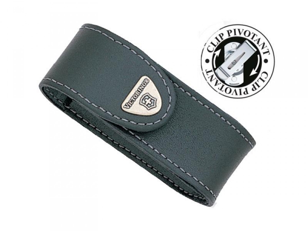 VICTORINOX ETUI-CEINTURE CUIR NOIR + CLIP PIVOTANT - Protection couteau 91 mm 6 à 14 fonctions