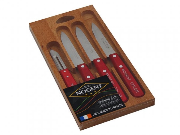 Coffret couteaux de cuisine 4 pièces NOGENT Rouge Inox