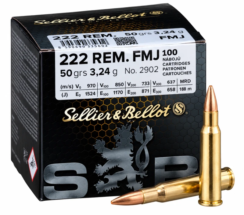 SELLIER & BELLOT cal.222 Rem FMJ 50 grains - 3.2 grammes /100