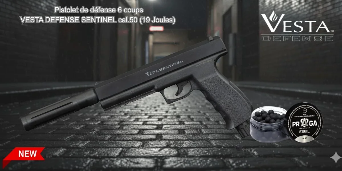 Pistolet de defense VESTA SENTINEL cal.50 (19 joules)